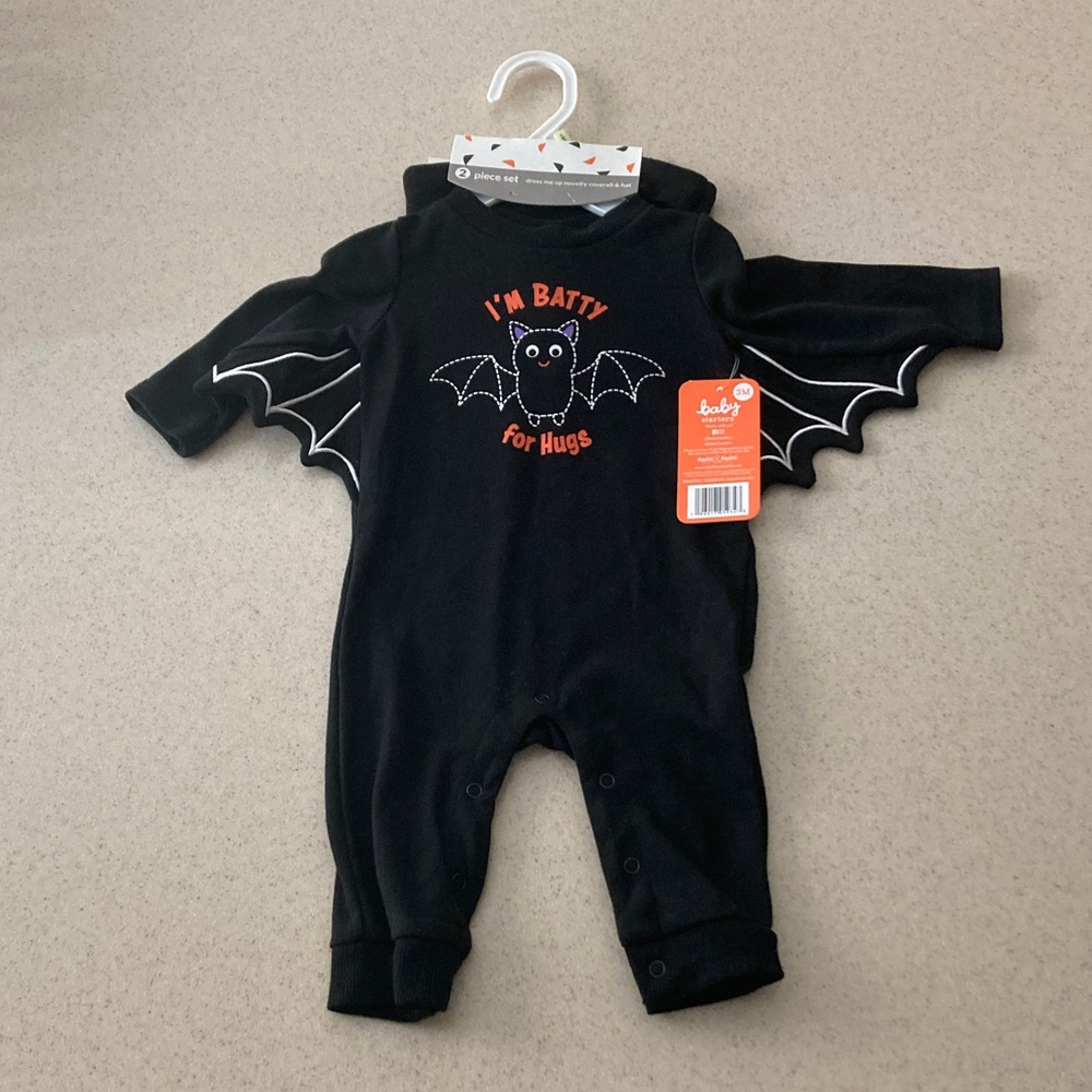 Baby Starters NWT Bat Coverall Onesie with Hat Size 3 Months